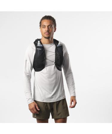 Salomon Active Skin 8 Unisex Hydration Vest for Trail Running Hiking & MTB - Includes Hydration Bottles - Black/Metal/Black - Buy Online on SooperMarket.com