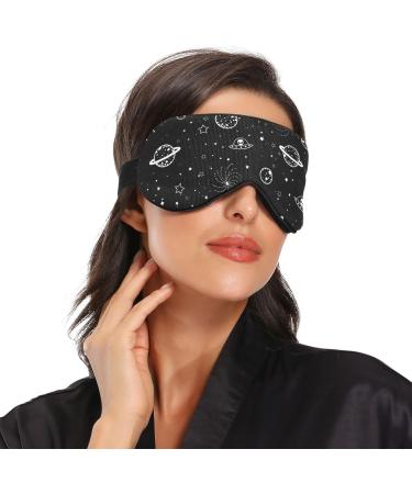 Haskirky Light Blocking Eye Mask Adjustable Breathable Eye Mask for Men and Women | Perfect for Travel, Yoga, and Meditation | Deep Sleep and Comfort | Black Stars Design - Buy Online on SooperMarket.com