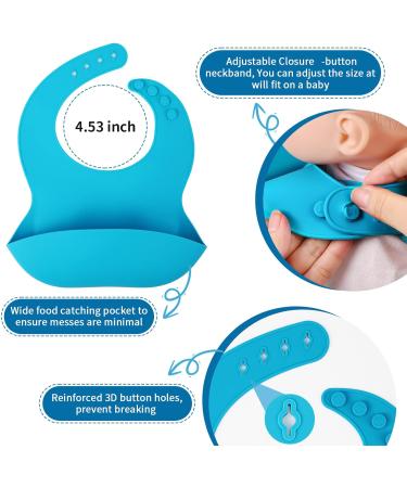 Baby Feeding Set - Silicone Bib, Suction Divided Bowl, Spoon, Fork - Toddler Utensils for Baby Led Weaning - Blue (6 Months) - Buy Online on SooperMarket.com