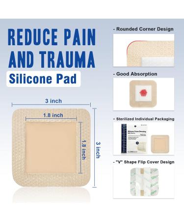Ceeport 3x3 Silicone Foam Dressing 10 Pack - Waterproof & High Absorbency Wound Care Bandages - Buy Online on SooperMarket.com