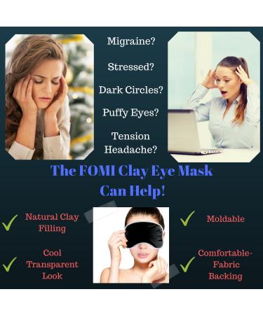 FOMI Cold Clay Therapy Eye Mask | Ice Pack for Migraine Relief | Reduces Puffiness and Dark Circles | Stress Reliever with Natural Mud Filling | Fabric Backing (Black) - Buy Online on SooperMarket.com