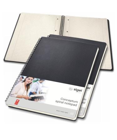 Sigel CO821/3 Premium Spiralblock A4 lined black 80 sheets 3 packs very stable hardcover cover from sustainable paper Conceptum without tabs lined 3 pieces