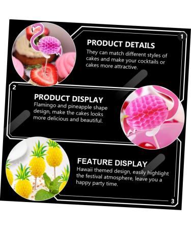OFFSCH 19pcs Baking Decoration Insert Cake Topper Toppers Para Comida Cake Decor Topper Flamingo Cake Insert Decoration Fruit Cake Cupcake Three-dimensional Paper 3d Decorative Sign - Buy Online on SooperMarket.com