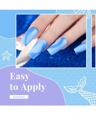 Beetles Blue Purple Gel Nail Polish Set - 6 Pcs Aquamarine Mermaid Gel Polish | Soak Off UV LED, Base & Top Coat | Salon Quality Starter Kit | Mother's Day Gifts - Buy Online on SooperMarket.com