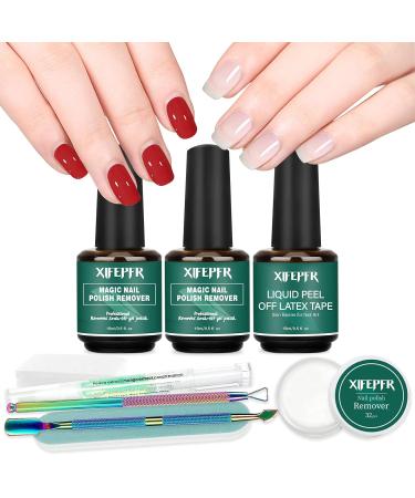 XIFEPFR Gel Nail Polish Remover Kit - 2 Pack | Professional Quick Remove, No Soaking Needed | Includes Latex Tape, Peel Off Liquid & Manicure Tools - Buy Online on SooperMarket.com