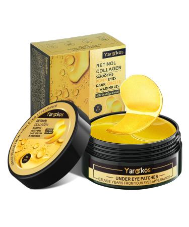 60 Pcs 24K Gold Under Eye Patches 30 Pairs Women Undereye Mask for Puffy Eyes Dark Circles Treatment Beauty Skin Care Products Men Collagen Gel Pads Hydrating for Eye Bags Puffiness Wrinkle