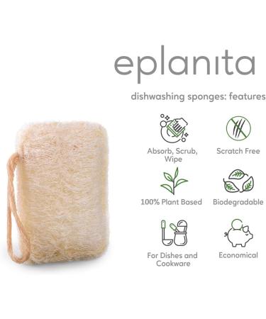 Eco-Friendly Eplanita Natural Dishes Ruts (6-Pack) - Biodegradable Kitchen Scrub Scourer | Zero Waste Luffa Plant - Buy Online on SooperMarket.com