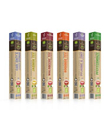 SanSiro ORGANIC TEA TASTER SET | for Nespresso | 60 coffee capsules | ORGANIC compostable | CO2 neutrally produced | environmentally friendly