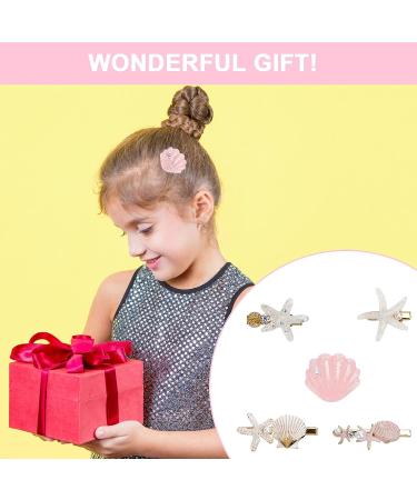 5-Piece Pearl Shell Starfish Hair Clip Set for Women - Beach Mermaid Hairpin Styling Accessories - Buy Online on SooperMarket.com