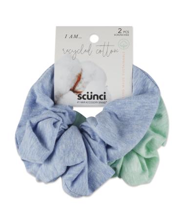Scunci Planet-Friendly Upcycled JUMBO Scrunchies (Blue  Mint) made from Recycled Cotton  2-Pieces