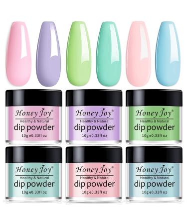 Honey Joy 6 BOX/SET Purity Warm Colors for Summer Daily Makeup Dipping Powder Starter Kit Nails Colors No Need Lamp Cure Like Gel Polish Effect Even & Smooth Finishing (DP-J-6pcs-10g/box)