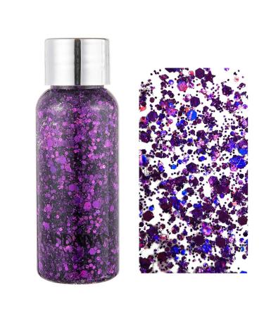 Tireow face body gel eye hair shadow glitter kit mix eyes loose powder glitter sequin chunky powder for music festival masquerade party birthday wedding (f)