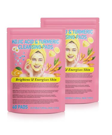 Turmeric Kojic Acid Cleansing Pads Turmeric Cleansing Pads Helps Balance Skin Oil And Water Turmeric Cleansing Pads For Face 80PCS yellow