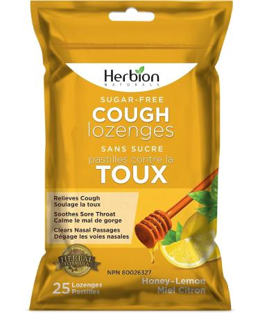 Herbion Naturals Cough Lozenges Sugar Free Honey Lemon Flavor | Cough Suppressant | Sore Throat Relief | Pack of 5 125 Counts - Buy Online on SooperMarket.com