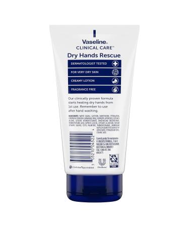 Vaseline Hand Cream Clinical Care - Fragrance-Free Dry Hands Rescue Lotion 5.1 Oz (Pack of 2) - Moisturizing Petroleum Jelly & Glycerin for Extremely Dry Skin - Buy Online on SooperMarket.com