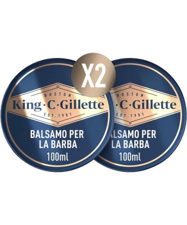 King C. Gillette beard balm for men 2 packs of 100 ml used with or without rinsing with cocoa butter gift idea for men professional set 2 beard balse