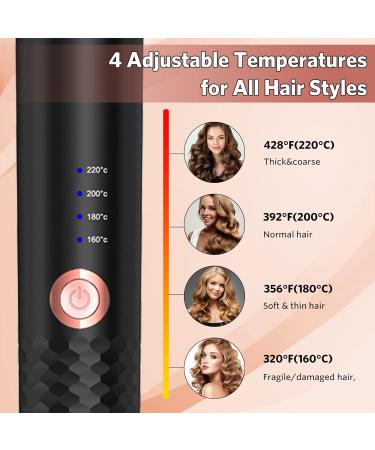Automatic Hair Curler | 1 Curling Iron with Large Slot Auto Rotating 4 Temps & 3 Timer Settings | Dual Voltage & Auto Shut-off for Perfect Curls - Black - Buy Online on SooperMarket.com