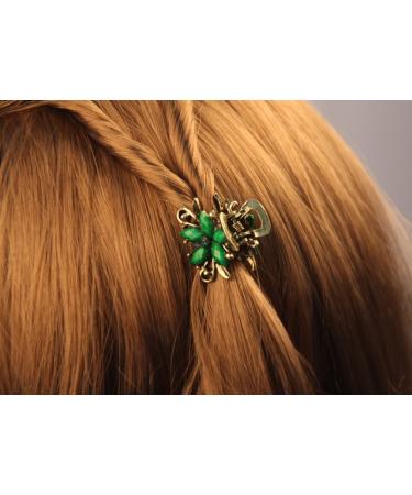 Yeshan Vintage Flower Design Mini Jaw Clips Set - Pack of 12 with Rhinestone and Crystal Detailing - Buy Online on SooperMarket.com