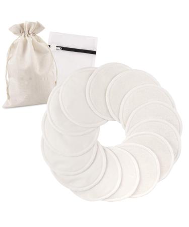 PHOGARY 14PCS Washable Nursing Pads, Reusable Organic Bamboo Breast Pads with Laundry Bag and Storage Bag - Soft, Absorbent, Hypoallergenic, Eco Pads for Breastfeeding