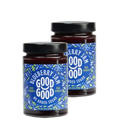 GOOD GOOD Sweet Blueberry Jam - Keto Friendly - Low Calorie Without Added Sugars - Vegan - Gluten Free - Preserves - 330g x2