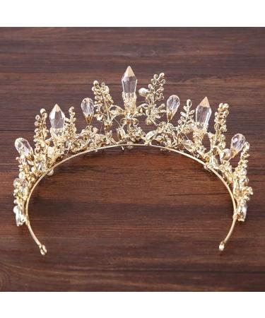 Bmirth Baroque Crown and Tiara - Gold Crystal Pearl Wedding Queen Crown for Women and Girls - Buy Online on SooperMarket.com