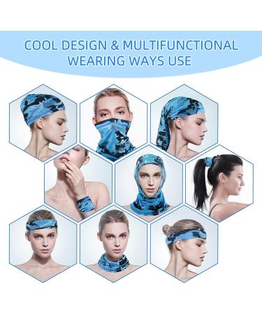 4 Pack Neck Gaiter Face Mask Scarf Bandanas - Breathable Outdoor Headwear for Men Women - Black Blue Navy Army Green - Buy Online on SooperMarket.com