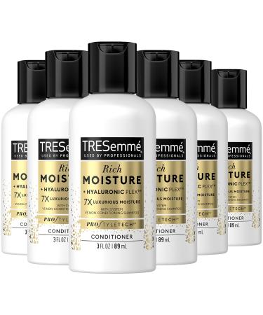 TRESemm Conditioner Moisture Rich - Ceramide + Hyaluronic Acid Travel-Size Conditioner for Damaged Hair Moisturizing Conditioner TREsemme Hair Care Products for Women/Men 3 Oz (Pack of 6) 1 Count (Pack of 6)