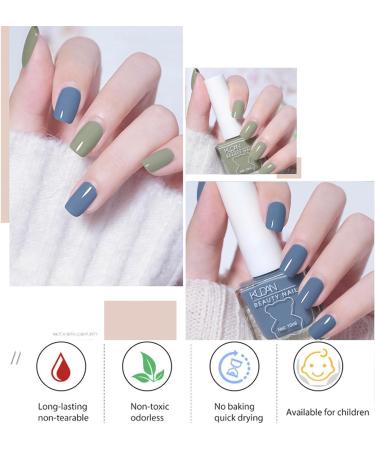 TBeautfave Blue & Green Nail Varnish Nail Polish Quick Dry Long Lasting Nail Polish Nail Polishes Breathable Nail Polish No Need Cure Nail Polish Nail Varnish at Home Manicure Blue Gray + Mustard Green - Buy Online on SooperMarket.com