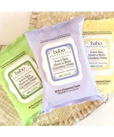 Babo Botanicals Calming 3-in-1 Wipes - Lavender & Meadowsweet for All Ages | 30 ct - Buy Online on SooperMarket.com