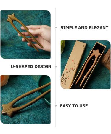 minkissy Wooden Star Hair Stick - Antique Chinese Hair Forks Vintage Wooden Hairpin for Long Hair Hanfu Headdress for Bride Ladies Women Girls - Buy Online on SooperMarket.com