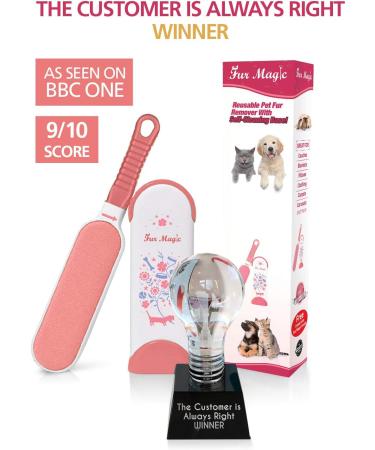 Fur Magic Pet Hair Remover Lint Brush - Self-Cleaning Base - Double-Sided Brush for Dog and Cat - Pink Limited Edition - Buy Online on SooperMarket.com