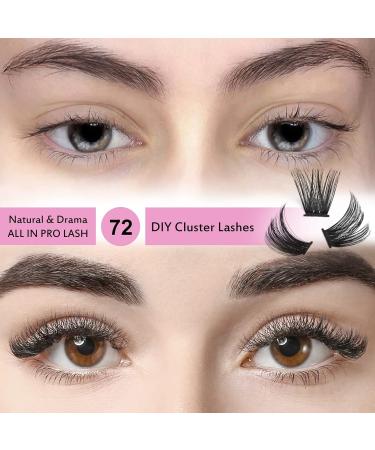 Cluster Lashes 72 Pcs Individual Lashes - Reusable DIY Eyelash Extension (16mm) - Super Thin Band - Soft & Comfortable - Into You-01 Style - Buy Online on SooperMarket.com