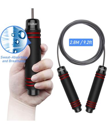 Bluchar Adjustable Speed Jump Rope - Foam Handles for Comfort | Ideal for Fitness & Endurance - Perfect for Kids & Adults - Red - Buy Online on SooperMarket.com
