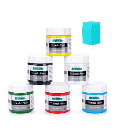 UMYTRANSFER Transfer Paste/Ink  Self Adhesive Stencil Paints for DIY Home Decor and Free Hand Painting  Waterproof Non Fading Permanent Chalk  3.3 Fl Oz/Jar. Set of 6  Including 6 Mini squeegees