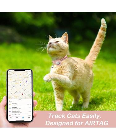 Lafayi 2 Pack Cat Collar with Bell & Reflective GPS Tracker | Personalized Pink Airtag Case & Safety Clasp | International Shipping Available - Buy Online on SooperMarket.com