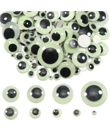 TOAOB 200pcs Glow in The Dark Wiggle Googly Eyes Self Adhesive Luminous Googly Eyes Assorted Sizes Plastic Sticker Eyes for DIY Crafts Scrapbooking Decoration