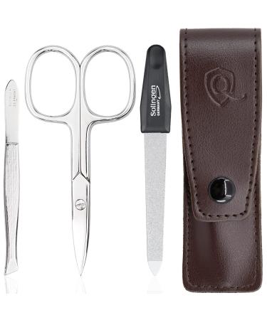 marQus Manicure Set 3 pieces travel set with file from Solingen nail care set nail scissors set and nail set 6. Brown