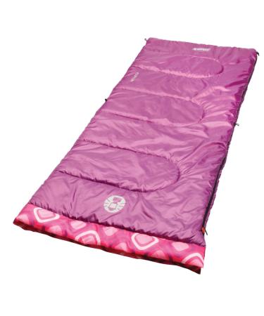 Coleman Kids 45F Sleeping Bag, Comfortable Camping Sleeping Bag for Kids, Fits Children up to 5ft 5in Tall, Lightweight and Warm Sleeping Bag for Indoor/Outdoor Use, Machine Washable Pink