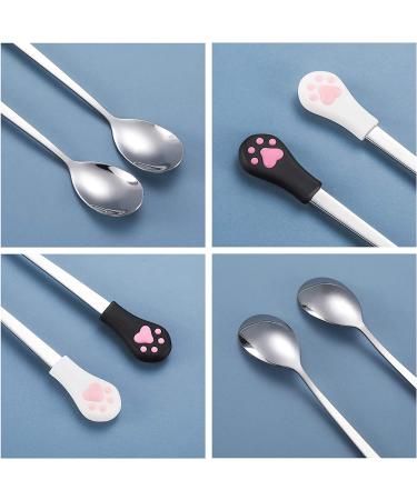 2 Pc Stainless Steel Pet Can Spoons - White & Black Cat Claw Spoon for Dog and Cat Food Cans - Buy Online on SooperMarket.com