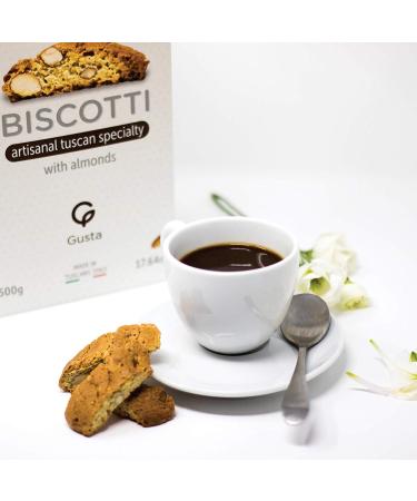 Gusta Authentic Tuscany Made Biscotti Cookies - Classic Almond Flavor - Two Bites Size - 17.64oz - All Natural Ingredients - Genuine Italian Dessert Treats - Buy Online on SooperMarket.com