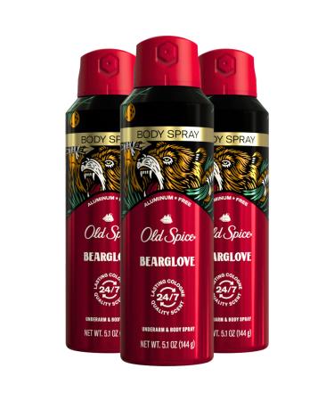 Old Spice Bearglove Body Spray for Men 5.1 Oz (Pack of 3) Bearglove 5.1 Ounce (Pack of 3)
