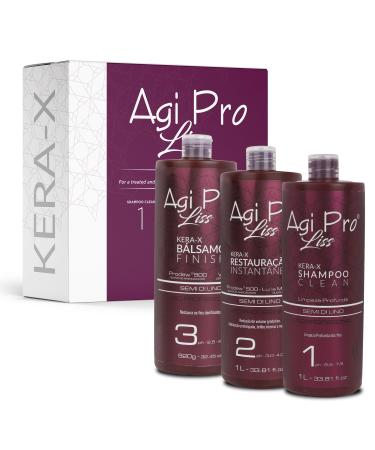 Brazilian Keratin Hair Treatment Straightening - Smooths Softens Moisturizers Adds Shine Reduces Frizz AGI PRO LISS