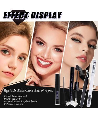 Qiveaory Lash Bond and Seal Kit 4 Pcs DIY Lash Extension with Waterproof Lashe Cluster Glue 72h Hold and Seal Lash Remover Tweezers Portable Eyelash Brush with Cap for Eyelash Extensions Beginners - Buy Online on SooperMarket.com