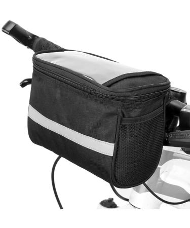 Lixada Bike Baskets Bag with Reflective Stripe Bicycle Handlebar Bag Bike Frame Bag Bicycle Bag Bike Front Tube Bag Bike Pannier Bag Black - 21.5*13.5*16.5CM