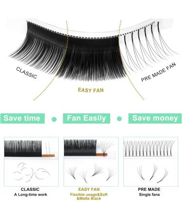 Easy Fan C-0.10 10mm Eyelash Extensions | C D Curl Russian Lashes | Self Fanning & Blooming | Automatic Easy Fan Lashes - Buy Online on SooperMarket.com