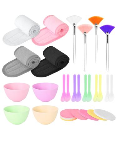 Esthetician Supplies for Facials Set 4 silicone facial bowls esthetician 4 Facial Headbands Esthetician 15 compressed facial sponges 10 facial spatula estheticians 4 Facial Mask Fan Brushes