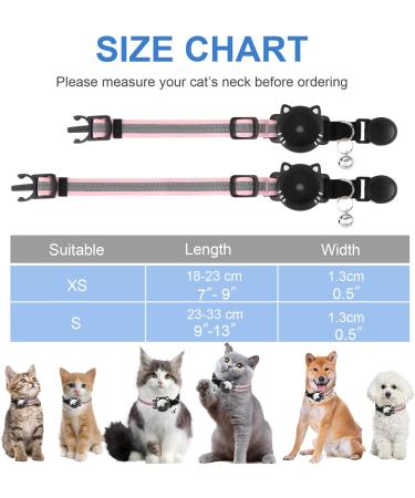Ytanest Luminous AirTag Cat Collar | Reflective & Breakaway with Apple AirTag Holder | GPS Tracker & Safety Elastic Band | Pink XS (7-9 Inch) - Buy Online on SooperMarket.com
