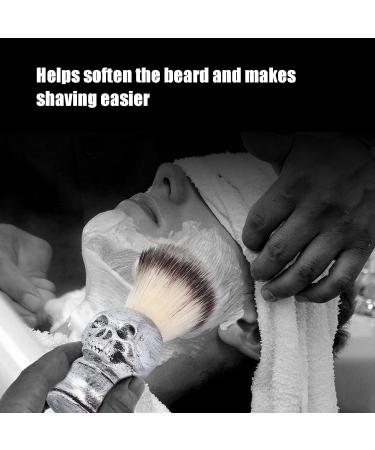 Buy Men's Nylon Wool Shaving Brush | Skull Handle Razor Foam Brush | Ideal for Salon & Travel - Silver - Buy Online on SooperMarket.com