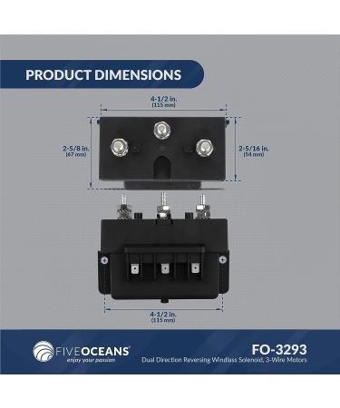 Five Oceans FO3293 Dual Direction Reversing Windlass Solenoid - 12V, 1500W - Marine Grade Materials - Easy Install - Buy Online on SooperMarket.com