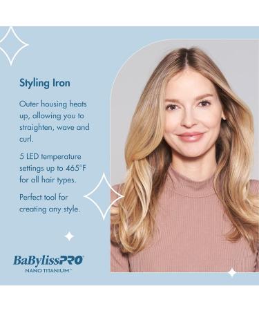 BaBylissPRO Stainless Steel OPTIMA Hair Straightener Dual Voltage High Heat Flat Iron with Floating Plates and Ion Generator 1" Wide Blue - Buy Online on SooperMarket.com